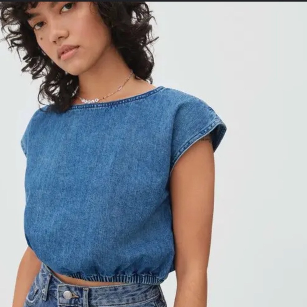 denim bubble top